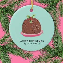 モダンなプリンイラストのメリークリスマス セラミックオーナメント