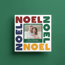 モダンなプリントフォント Noel ホリデー写真 カード