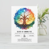 モダンなプリント可能な生命の木の誕生日 招待状 (スタンド正面)