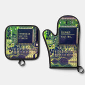 モダンなプリント基板デザイン - 名前を刻んでギークをアピール 鍋つかみ&鍋敷きセット (正面)