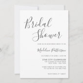 モダンなプレーン ダークグレー フォト ブライダルシャワー 招待状 (正面)