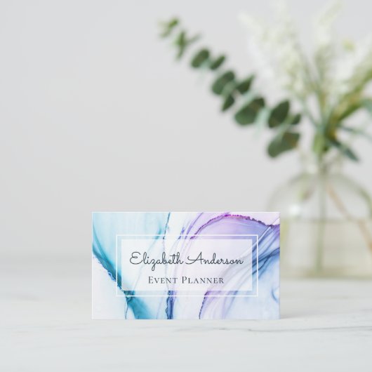 モダンなプロフェッショナルの抽象芸術の青の水彩画 名刺 (スタンド正面)
