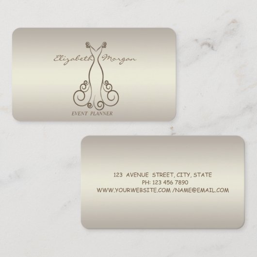 モダンなプロフェッショナルスタイルを演出するチャーミングなルミナスドレス 名刺 (正面/裏面)