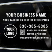 モダンなプロフェッショナルロゴビジネス名QRコードカー ウィンドウサイン