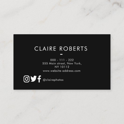 モダンなプロフェッショナル|のカメラマンの名刺 名刺 (裏面)