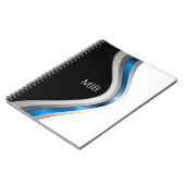 モダンなプロフェッショナル カーブ パターン - モノグラム付き ノートブック (左側)