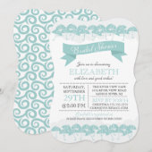 モダンなプール ブルー アンブレラ ブライダル シャワー 招待状 (正面/裏面)