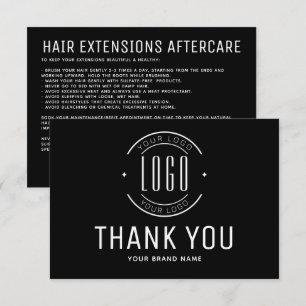 モダンなヘアエクステンションのアフターケアビジネス ロゴ サンキューカード