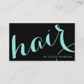 モダンなヘアスタイリストのスクリプト 黒と青 名刺 (正面)