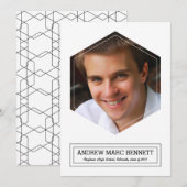 モダンなヘキサゴン1枚の写真を使った卒業おめでとうのご案内 案内状 (正面/裏面)