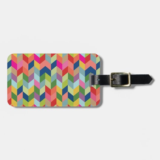 モダンなヘリンボンパターン ラゲッジタグ (正面横)
