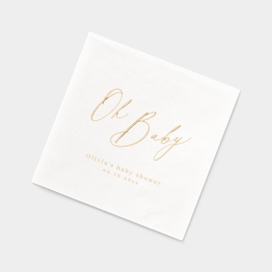 モダンなベイビースクリプトミニマリストベイビーショー 箔ナプキン (左)