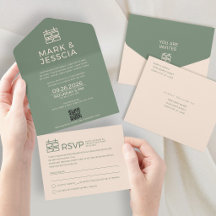 モダンなベトナム語+英語の結婚式グリーン