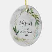 モダンなベビーの第1クリスマス|の男の赤ちゃんの写真 セラミックオーナメント (右)