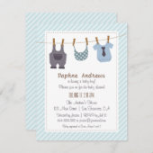 モダンなベビーの衣服の男の赤ちゃんのシャワーの招待状 招待状 (正面/裏面)