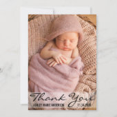 モダンなベビーの誕生の写真カードありがとう サンキューカード (正面)