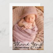 モダンなベビーの誕生の写真カードありがとう サンキューカード (正面/裏面)
