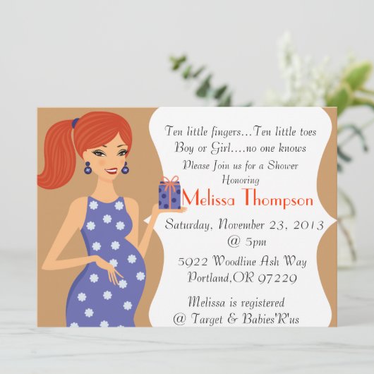 モダンなベビーシャワーの招待状 招待状 (スタンド正面)