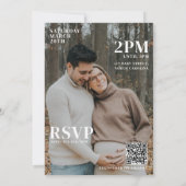 モダンなベビーシャワーの雑誌の表紙風の写真 招待状 (裏面)