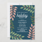 モダンなベリーとユーカリの枝のホリデーパーティー 招待状 (正面)