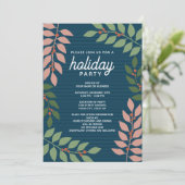 モダンなベリーとユーカリの枝のホリデーパーティー 招待状 (スタンド正面)