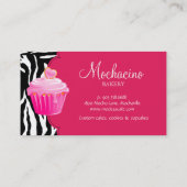 モダンなベーカリーの名刺のカップケーキのシマウマのピンク 名刺 (裏面)