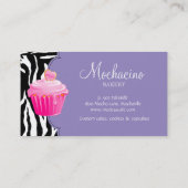 モダンなベーカリーの名刺のカップケーキのシマウマの紫色 名刺 (裏面)
