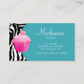 モダンなベーカリーの名刺のカップケーキのシマウマの青 名刺 (裏面)