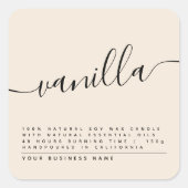 モダンなベージュのソイキャンドルラベル スクエアシール (正面)