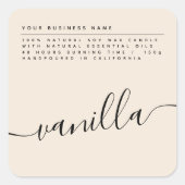 モダンなベージュのソイキャンドルラベル スクエアシール (正面)