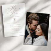 モダンなペア ローズ カリグラフィー シャワーのご招待 招待状