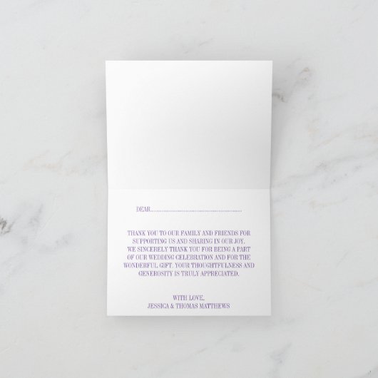 モダンなペイズリー ウェディングコレクション - パープル サンキューカード (内部)