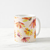 モダンなペイントオレンジの花柄 コーヒーマグカップ (正面右)