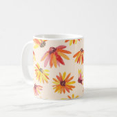 モダンなペイントオレンジの花柄 コーヒーマグカップ (正面左)