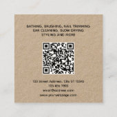 モダンなペットケアロゴの犬のグルーミング スクエア名刺 (裏面)