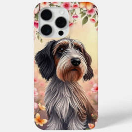 モダンなペットラバーの美意識を反映した花柄の犬の肖像📱 iPhone 15 PRO MAXケース