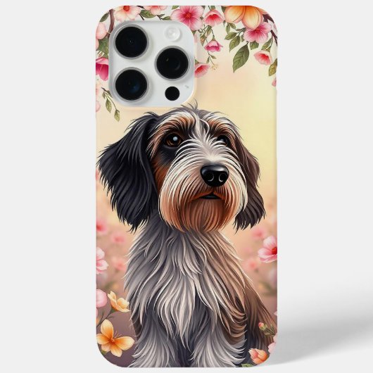 モダンなペットラバーの美意識を反映した花柄の犬の肖像📱 Case-Mate iPhoneケース (裏面)