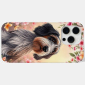 モダンなペットラバーの美意識を反映した花柄の犬の肖像📱 Case-Mate iPhoneケース (裏面 (横))