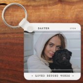 モダンなペット記念碑2写真&引用 キーホルダー (正面)