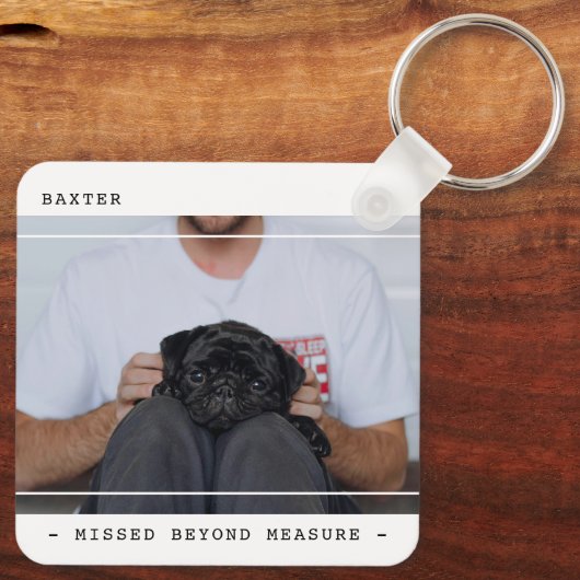 モダンなペット記念碑2写真&引用 キーホルダー (裏面)