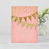 モダンなペナントバナーに、キラキラ光るコンフェッティが降り注ぐ 招待状 (スタンド正面)