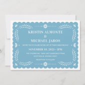 モダンなペペル・ピカド・メキシカン・ウェディング招待状 招待状 (正面)