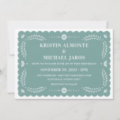 モダンなペペル・ピカド・メキシカン・ウェディング・招待状 招待状 (正面)