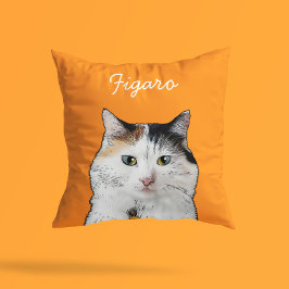 モダンなペルシャ猫のイラスト｜名前を追加可能 クッション