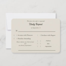 モダンなペン字風のナチュラルな結婚式RSVP 出欠カード