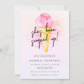 モダンなホットピンクのアイスクリーム ブライダルシャワー 招待状 (正面)