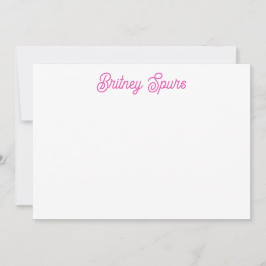 モダンなホットピンクのパーソナライズされたイニシャルと名前 ノートカード (正面)
