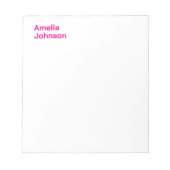 モダンなホットピンクの名前 ミニマル プロフェッショナル ノートパッド (正面)