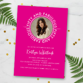 モダンなホットピンク50歳 そして ファビュラスな50歳の誕生日 招待状