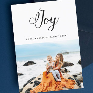 モダンなホリデーカードのカリグラフィー レタリング「JOY」 シーズンカード